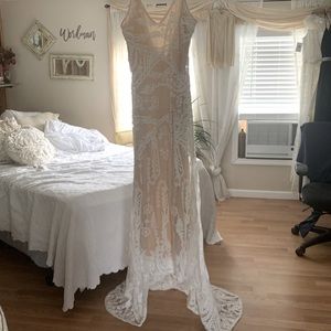 Beautiful lace two tone wedding dress
